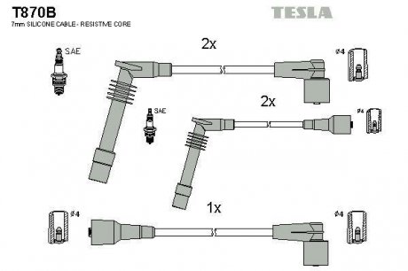 Провода высоковольтные, комплект Opel Vectra b 1.6 (95-03),Opel Vectra b 1.6 (95-02) TESLA T870B