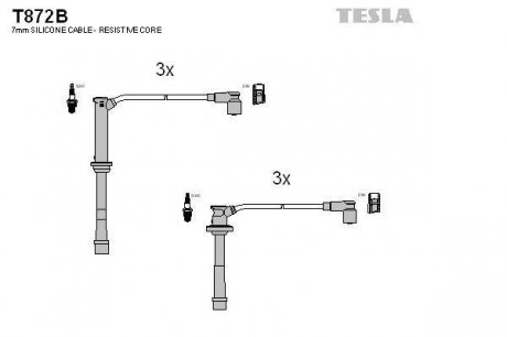 Комплект кабелів запалювання TESLA T872B