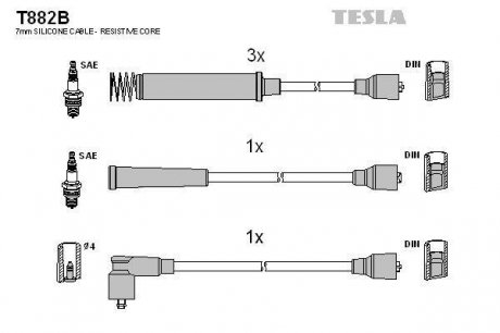 Комплект кабелів запалювання TESLA T882B (фото 1)