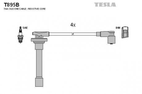 Комплект кабелів запалювання TESLA T895B