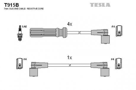 Комплект кабелей зажигания TESLA T915B (фото 1)