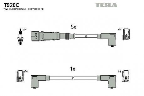 Комплект кабелів запалювання TESLA T920C (фото 1)