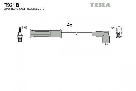 Комплект кабелів запалювання TESLA T921B (фото 1)