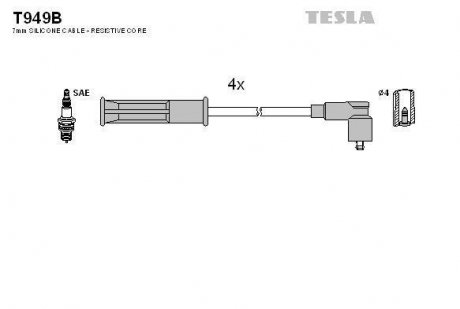 Комплект кабелей зажигания TESLA T949B (фото 1)