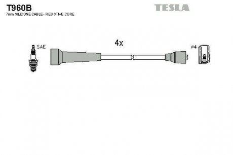Комплект кабелей зажигания TESLA T960B (фото 1)