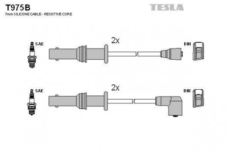Комплект кабелей зажигания TESLA T975B