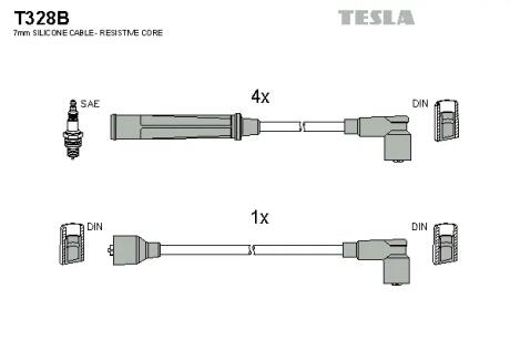 Комплект кабелей зажигания TESLA T328B