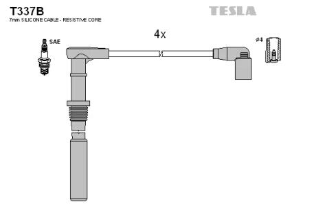 Комплект кабелей зажигания TESLA T337B