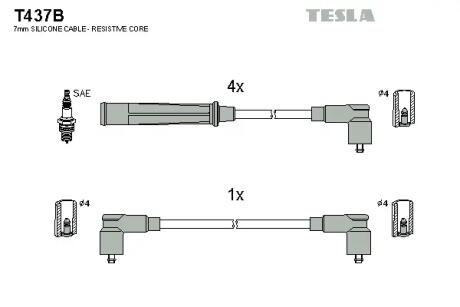 Провода в/в Bmw 315 E 21 1.6 81.02-83.07 TESLA T437B
