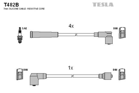 Комплект кабелей зажигания TESLA T482B