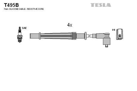 Провода высоковольтные, комплект Nissan Kubistar 1.2 (06-09),Renault Twingo i 1.2 (04-07) TESLA T495B