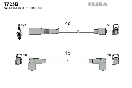 Комплект кабелей зажигания TESLA T723B