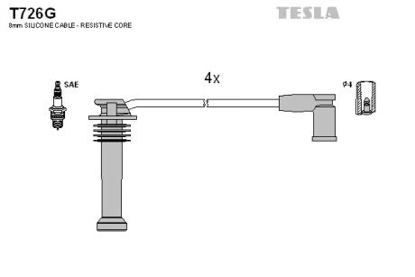 Комплект кабелей зажигания TESLA T726G