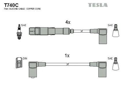 Комплект кабелей зажигания TESLA T740C