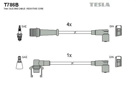 Комплект кабелей зажигания TESLA T786B