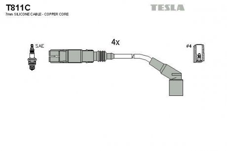 Комплект кабелів запалювання TESLA T811C