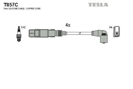 Комплект кабелiв запалювання TESLA T857C