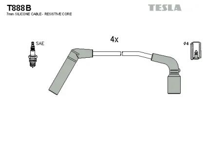 Провода свечные Матиз 1,0 (силикон) TESLA T888B