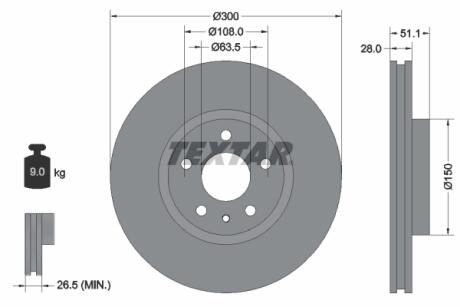 Тормозной диск TEXTAR 92268603 (фото 1)
