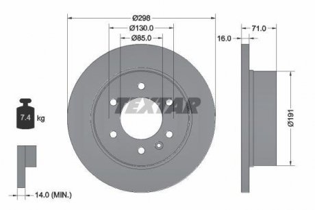 Тормозной диск задний Sprinter (906) - VW Crafter 2006 TEXTAR 93143303 (фото 1)