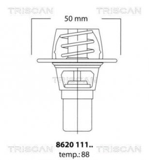 Термостат 91 С Renault Clio 1.2/1.4/19 (B/C53) -92 TRISCAN 862011191 (фото 1)