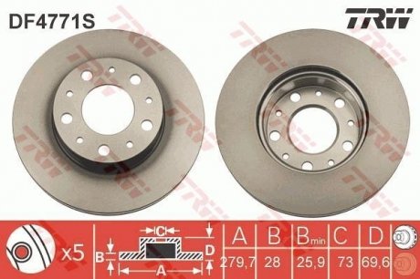 Гальмівний диск TRW DF4771S (фото 1)