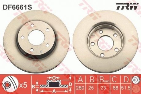 Тормозной диск TRW DF6661S (фото 1)