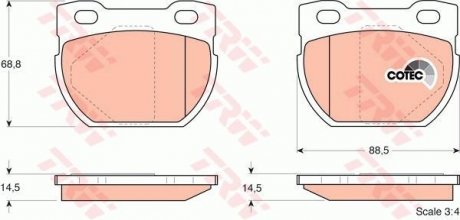 Комплект гальмівних колодок, дискове гальмо TRW GDB1209 (фото 1)