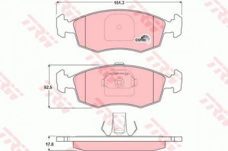 Колодки тормозные дисковые передние, FIAT Doblo, 01-05 TRW GDB1383 (фото 1)