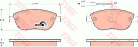 Комплект тормозных колодок, дисковый тормоз TRW GDB1655 (фото 1)