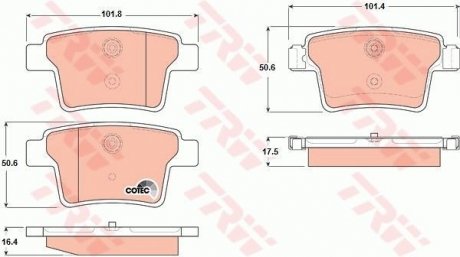 Комплект тормозных колодок, дисковый тормоз TRW GDB1665 (фото 1)