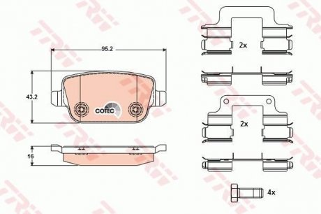 Комплект тормозных колодок, дисковый тормоз TRW GDB1708