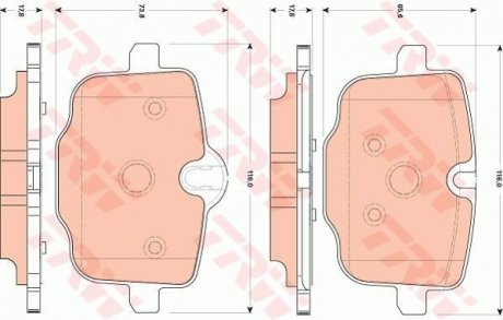 Комплект тормозных колодок, дисковый тормоз TRW GDB1869 (фото 1)