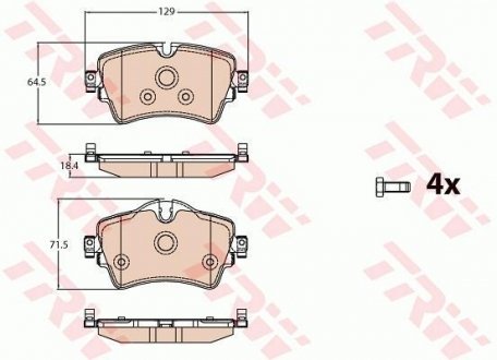 Комплект тормозных колодок, дисковый тормоз TRW GDB2087 (фото 1)