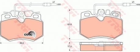 Комплект гальмівних колодок, дискове гальмо TRW GDB808