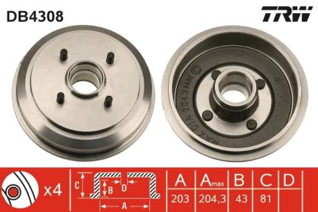 Гальмівний барабан TRW DB4308