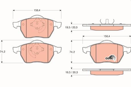 Комплект гальмівних колодок, дискове гальмо TRW GDB1200
