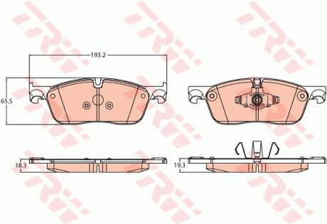 Комплект гальмівних колодок з 4 шт. дисків TRW GDB2100