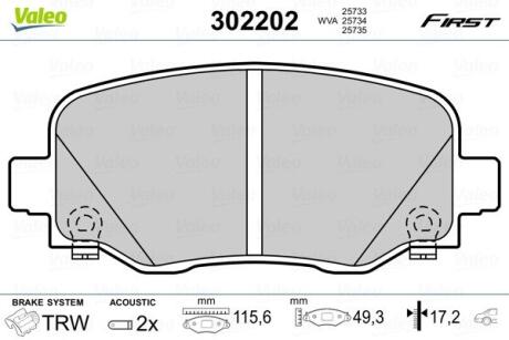 Гальмівні колодки дискові FIAT/JEEP 500X/Renegade "1 Valeo 302202