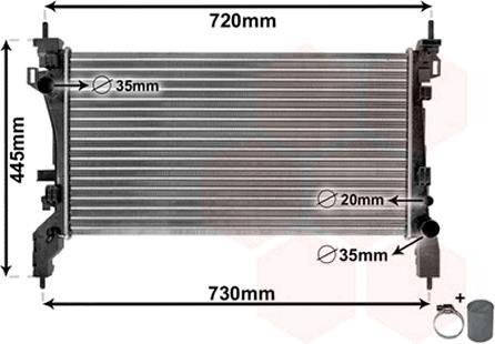 Радиатор охлаждения BIP/NEMO/FIORINO 1.3D-AC (выр-во) Van Wezel 17002385 (фото 1)