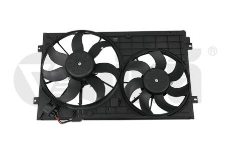 Диффузор вентилятора с двумя вентиляторами 200W+150W с блоком управления VW Touran (03-10)/Audi A3 (03-12) Vika 91210547801