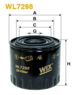 Фильтр масляный двигателя /OP594/2 WIX FILTERS WL7298 (фото 1)