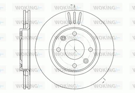 Диск торм. передний, 01- (+ESP) (266x22mm) WOKING D6603.10
