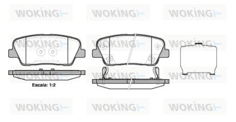 Гальмівні колодки зад. Santa Fe II/III 06-/Sorento II/III 09- (mando) (117x48,3x15,5) WOKING P13743.02