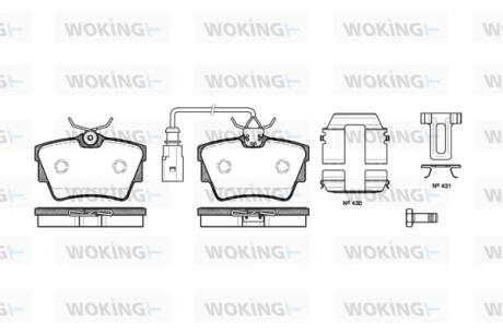 Колодки задние R15, 98-03 (тип LUCAS) с датчиком WOKING P4913.12 (фото 1)