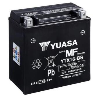 МОТО 12V 14,7Ah MF VRLA Battery YTX16-BS(сухозаряжений) YUASA YTX16BS