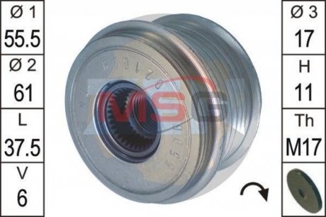 Шкив генератора инерционный ZEN ZN5506