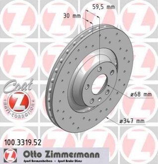 Тормозные диски Sport/ Coat Z ZIMMERMANN 100.3319.52 (фото 1)