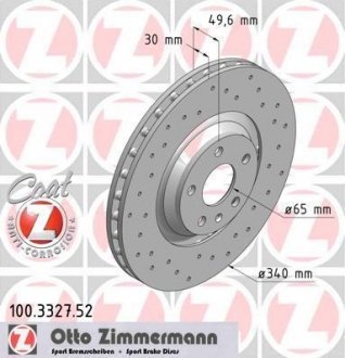 Тормозные диски Sport/ Coat Z ZIMMERMANN 100.3327.52 (фото 1)
