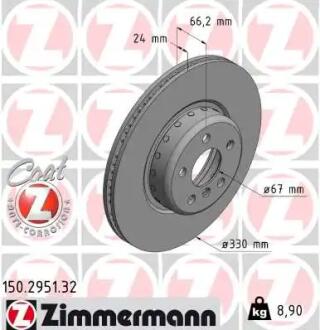 Диск тормозной ZIMMERMANN 150.2951.32